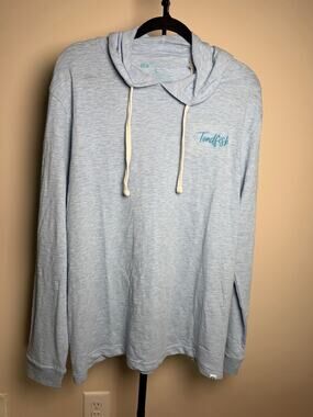 Toadfish Slub Hoody Shirt Ice Blue Size Large Cotton Blend NWT